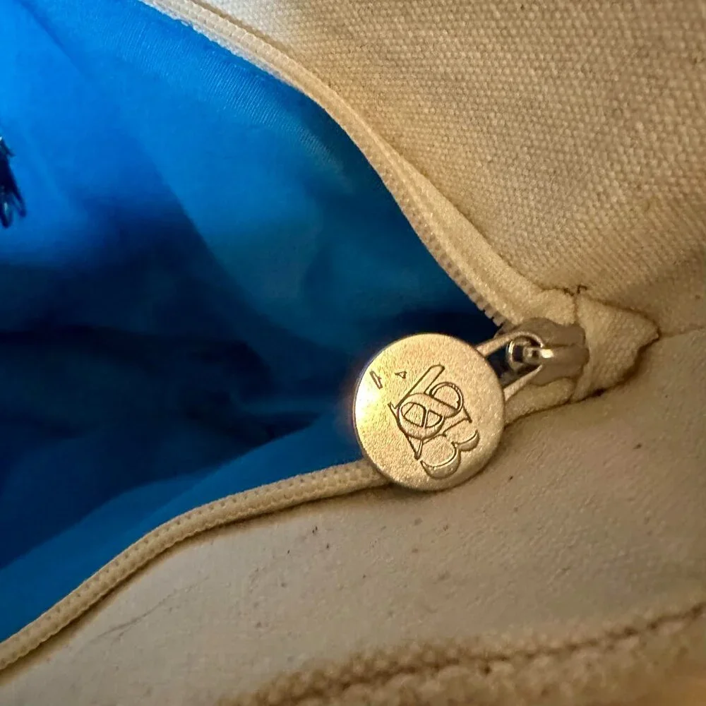 America & Beyond Canvas Tote Bag Pom Poms Bucket Style Purse Beach Boho - Picture 6 of 7